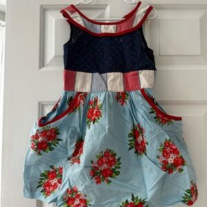 Matilda Jane Floral Kids Dress with Red and Blue Accents